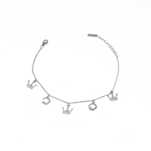 Queen Crown Hanging Bracelet In 925 Sterling 