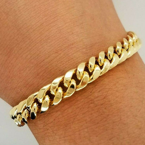 18 kt real solid yellow gold cuban link chain
