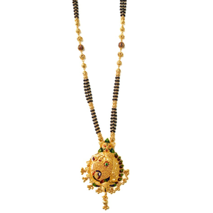 916 Gold Meenakari Peacock 3 Line Mangalsutra
