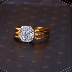 22k yellow gold simple cz ring for mens r18-9