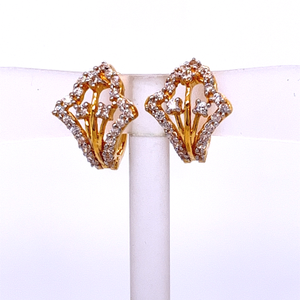 22k Yellow Gold CZ Stunning Bali Earrings