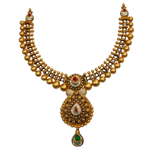 22K Gold Antique Oxidised Modern Necklace Set