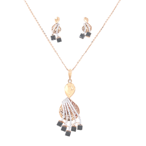 Geometeic Mesh Gold Pendant And Earrings Set
