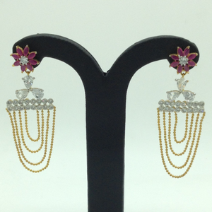 White and Red CZ Stones Ear Hangings&nbsp;JER0042