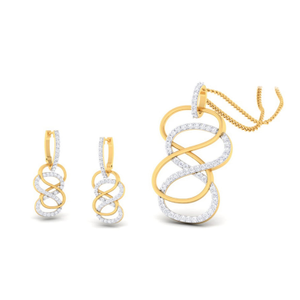 22k gold cz classic duo pendant set