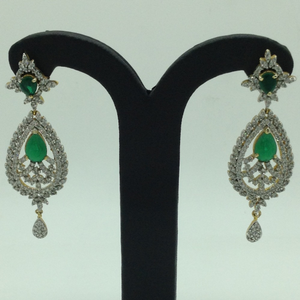 White and Green CZ Stones Ear Hangings JER0