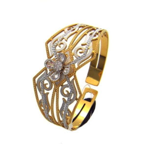 22 Kt Gold Dubai Cuff Two Tone Bracelet Women