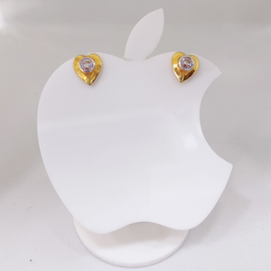 18k gold heart shape stone ladies earring