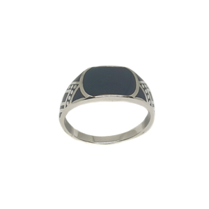 925 Sterling Silver Black Meenakari Ring MGA 