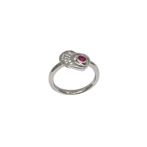 Heart Ring With Pink Diamond In 925 Sterling 