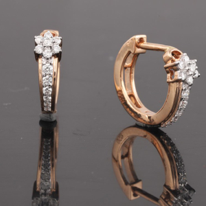 18kt designer diamond pan shape bali earrings