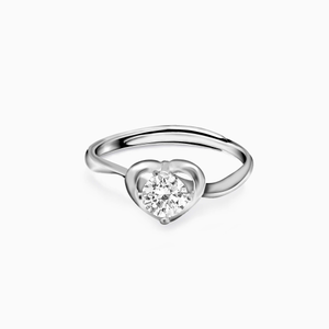 Silver zircon embrace heart ring