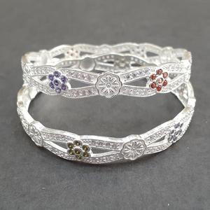 925 fancy micro flower stone silver bangles