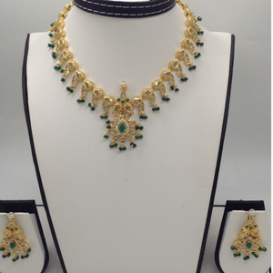 Cz Polki With Green Hangings Mango&nbsp;Necklace 