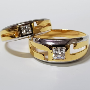 22 CT GOLD COUPLE RING SINGLE DIAMOND