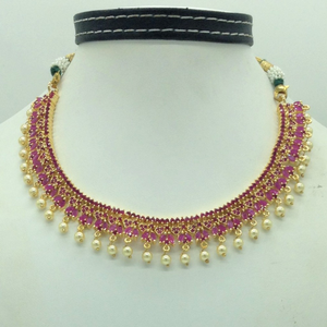 Red cz stones necklace set jnc0177