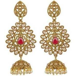 Gold Stone Jhummar Earrings