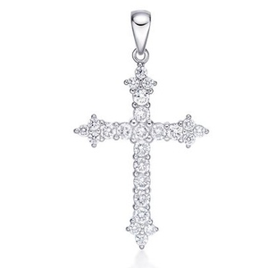 Silver Crystal Cross Pendant 
