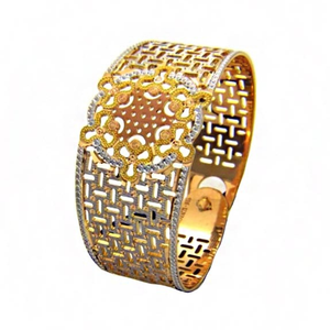 22 Kt Yellow Gold Dubai Cuff Three Tone Brace