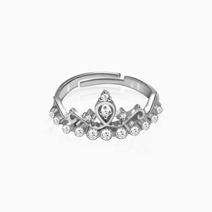 Silver sparkling crown ring