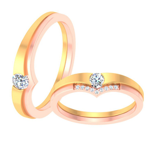 22K Gold Diamond Couple Ring