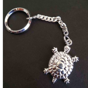 Silver tortoise  keychain  for  home / bike  