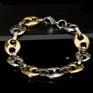 18 Kt Real Solid White & Yellow Gold Link