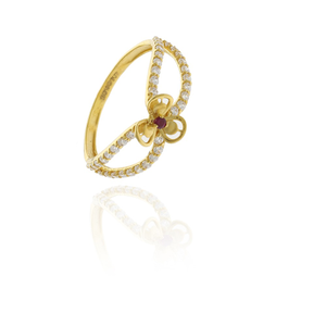 22 Karat Leaf Finger Ring