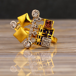 916 Gold Cz  Women's Fancy Hallmark  Long Rin