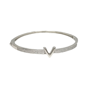 'V' Letter Diamond Bracelet In 925 Sterling S