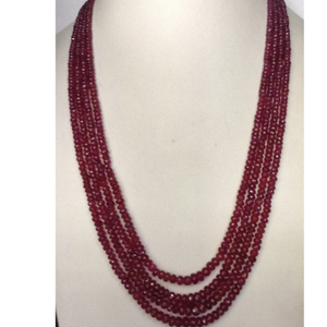 Natural Red Ruby Faceted Round Beeds Necklace