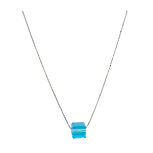 Blue Cube Necklace In 925 Sterling Silver MGA