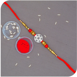 Sapt swastik silver rakhi