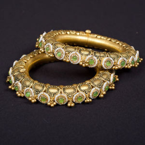 gold fancy stone bangles