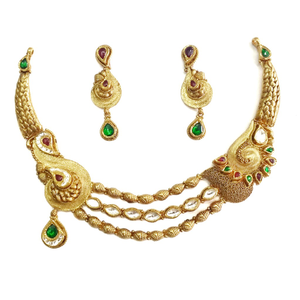 22k gold antique oxidised designer necklace s