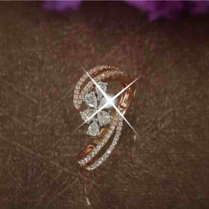 18KT Rose Gold Flower Design Real Diamond Rin