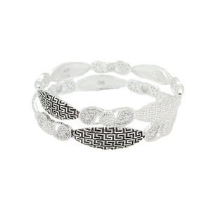 Oxo & white 925 silver bangle