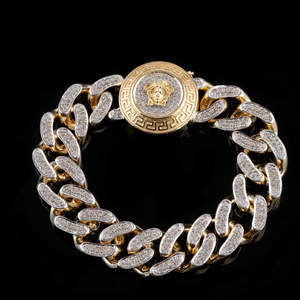 18kt yellow gold shining diamond men's bracel