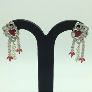 White and Red CZ Stones Ear Hangings JER004