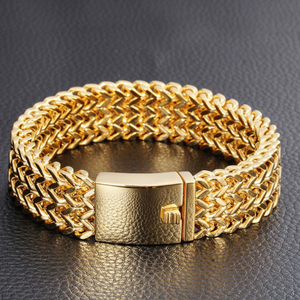 18 kt yellow gold heavy link men's bracelet 5