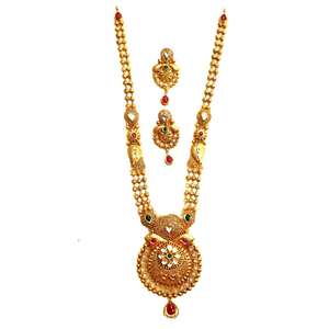 22k Gold Antique Rajwadi Necklace With Earrin