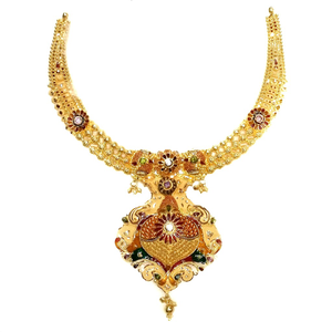 916 gold antique necklace set mga - gn021