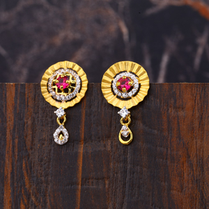 Ladies 916 gold fancy diamond earrings -lfe15