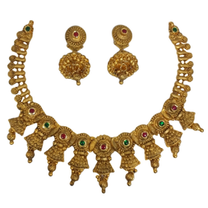 22K Gold Antique Designer Necklace Set MGA -G