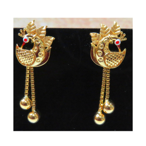 22kt gold cz casting peacock earrings with ch