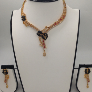 White and Red CZ Stones&nbsp;Necklace Set&nbsp;JNC004