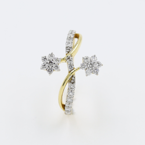 Subtle 18 Karat Gold And Diamond Cluster Ring