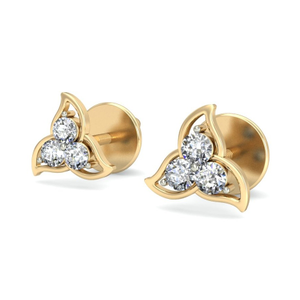 Gold floral diamond earrings ber 013