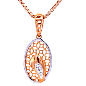 Oval delicate rose gold trellis diamond penda