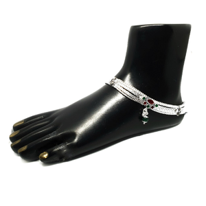 Red And Green Diamond Modern Payal MGA - PLS0